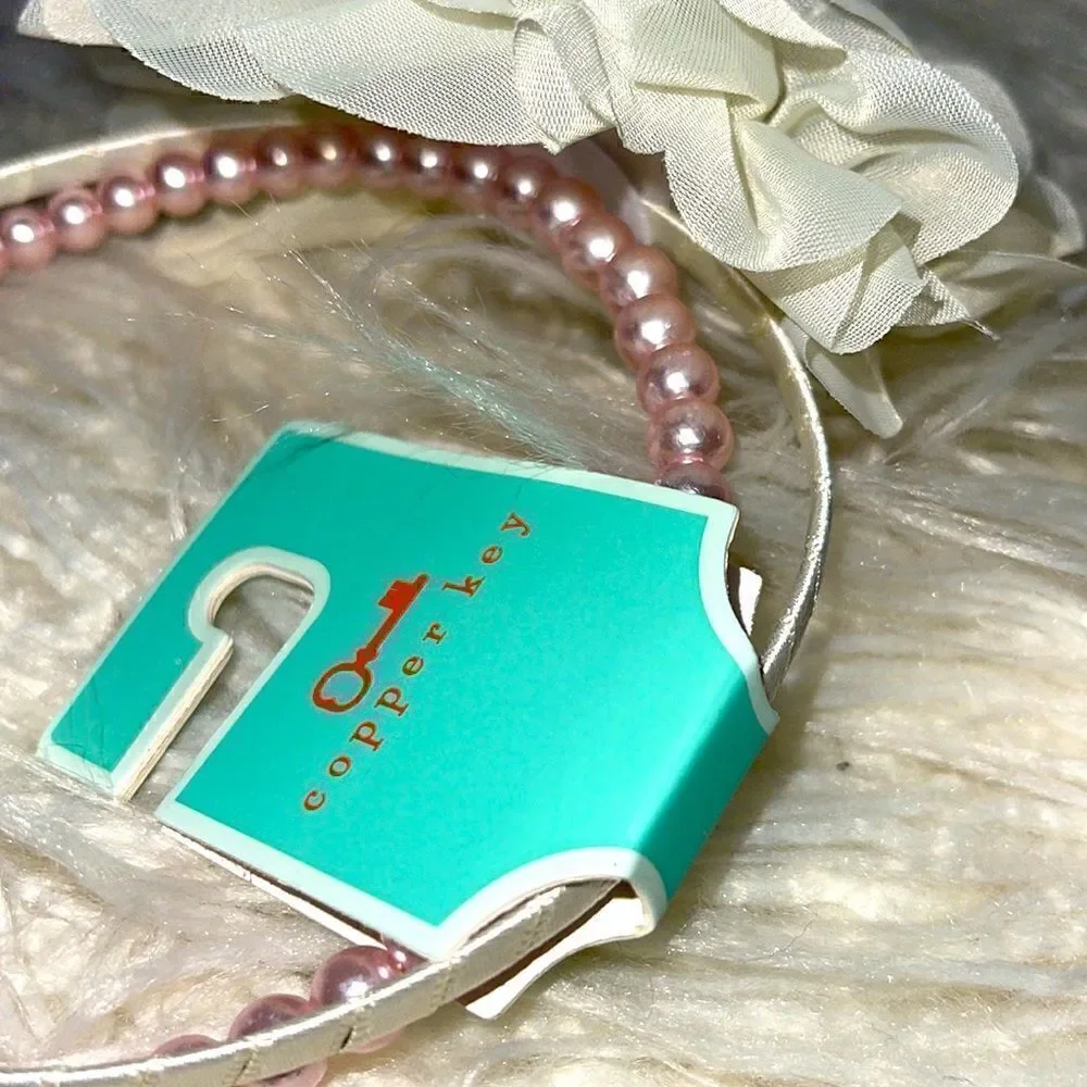 ‎Copper key ivory pearl pink headband